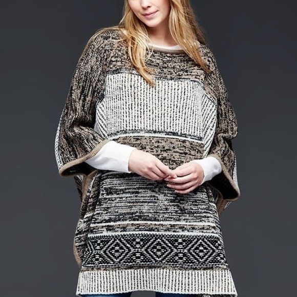 GAP One Size Multi Stripe Poncho - Picture 3 of 14